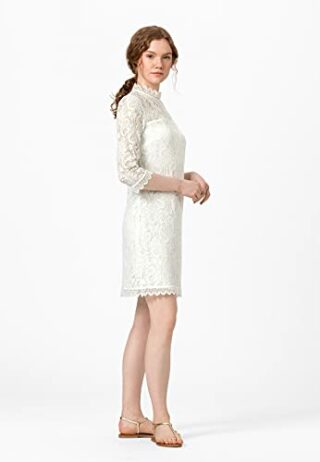 HALLHUBER Spitzenkleid mit Stehkragen leicht ausgestellt, Weiß