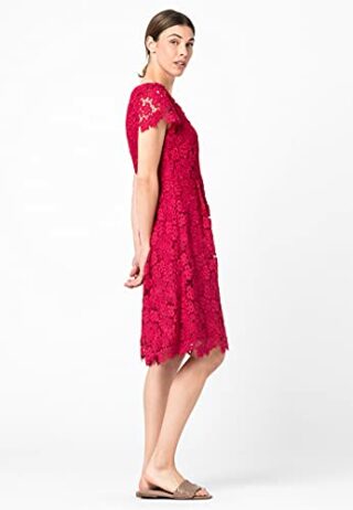HALLHUBER Spitzenkleid mit kurzen Ärmeln, Rot