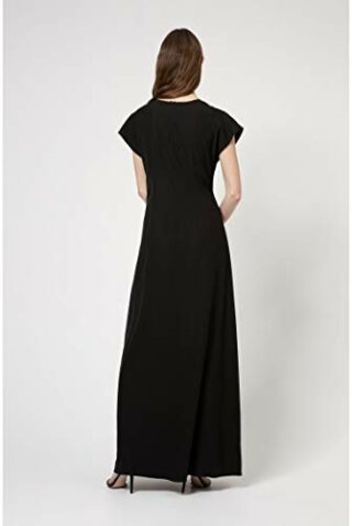 HUGO Kenosa Maxikleid aus Krepp mit geknoteter Vorderseite, Schwarz