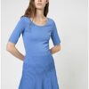 HUGO Shanequa Ausgestelltes Strickkleid mit Plissee-Rock, Blau