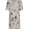 Highmoor Leinenkleid mit Blumen Hemdblusenkleid, Blau