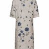 Highmoor Leinenkleid mit Blumen Hemdblusenkleid, Blau