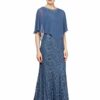 Ignite Cape-Kleid mit Pailletten-Spitze und Perlen, Blau