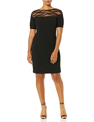 KARL LAGERFELD Paris Etuikleid aus Scuba-Crepe Kleid, Schwarz