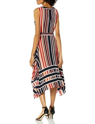 KARL LAGERFELD Paris Gestreiftes Midikleid aus Crepe, Pink