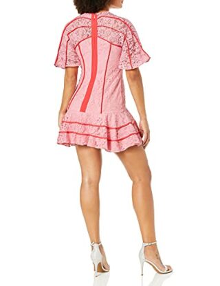 Keepsake the Label Dreamers Kurzärmliges Minikleid aus Spitze, Rot