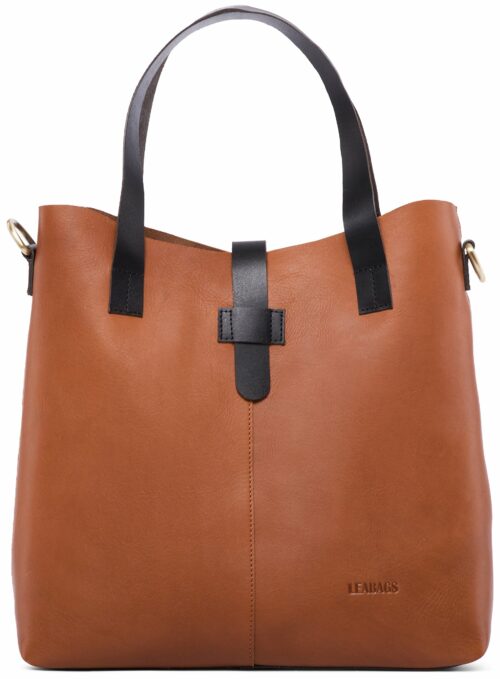 LEABAGS Perth Leder Handtasche, Cognac