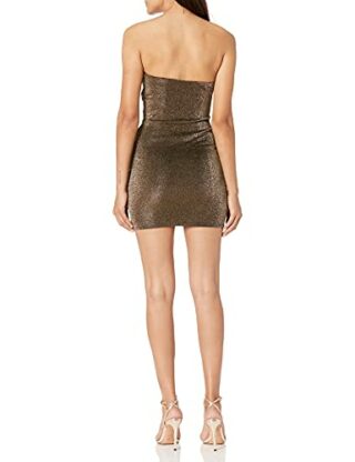 LIKELY Ali Trägerloses Mini-Stretchkleid in Metallic-Optik, Gold