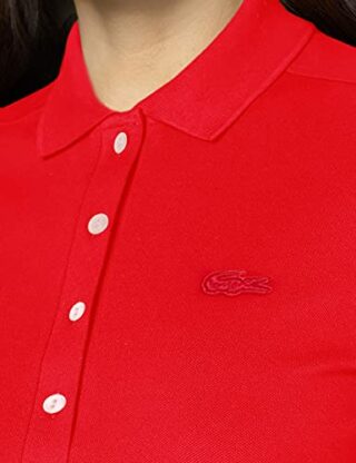Lacoste Ef5473 Robe Ausgestelltes Kleid mit Polokragen, Rot