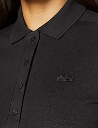 Lacoste Ef5473 Robe Etuikleider mit Polokragen, Schwarz