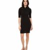 Lacoste Polokleid aus Stretch-Piqué mit halben Ärmeln, Schwarz