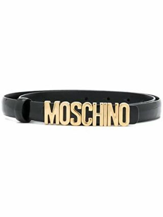 Moschino Ledergürtel mit Logo-Schnalle, Schwarz