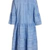 Lieblingsstück JOLAL A-Linien-Kleid 3/4 Arm V-Ausschnitt, Blau