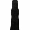 Lipsy London Maxikleid aus Samt mit Glitzer, Schwarz