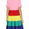 Love Moschino Midikleid gestreift Regenbogenfarben, Pink