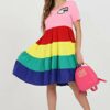 Love Moschino Midikleid gestreift Regenbogenfarben, Pink