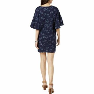 Lucky Brand Bedrucktes Minikleid mit Rüschen, Blau