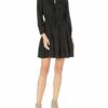 Lucky Brand Kourtney Ausgestelltes Kleid mit langen Ärmeln, Schwarz
