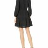 Lucky Brand Kourtney Ausgestelltes Kleid mit langen Ärmeln, Schwarz