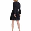 Lucky Brand Kourtney Ausgestelltes Kleid mit langen Ärmeln, Schwarz