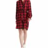Lucky Brand Mackenzie Kariertes Mini Kleid mit langen Ärmeln und Taillenband, Rot