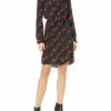 Lucky Brand Mackenzie Langärmliges Maxi-Kleid mit Bindegürtel und Blumen, Schwarz