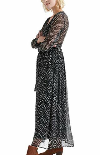 Lucky Brand Polka Maxi Kleid, Schwarz