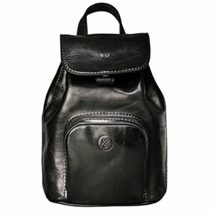 Maxwell-Scott Popolo Luxus Leder Rucksack, Schwarz