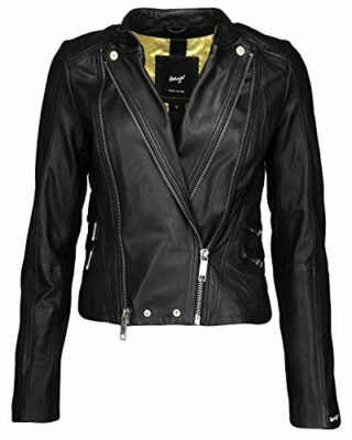 Maze Chrystal Damen Biker Lederjacke, Schwarz