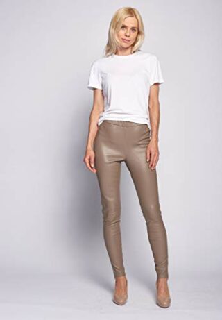 Maze Damen Lederhose aus Stretchleder, Beige