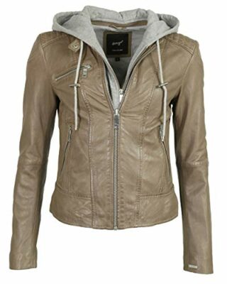 Maze Modern Mico Lederjacke mit Kapuze Damen, Braun