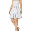 Milly Seersucker Classico Mini Rüschenkleid, Grau