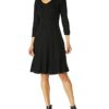 Nine West Ausgestelltes Kleid mit V-Ausschnitt und Zopfmuster, Schwarz