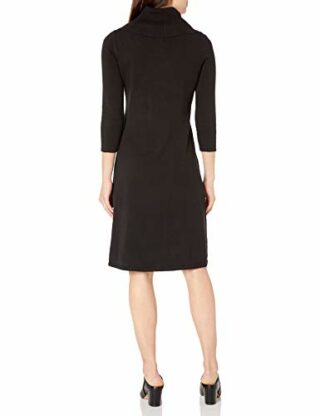 Nine West Strickkleid mit Wasserfallausschnitt, Schwarz