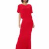 Norma Kamali Short Sleeve Boxy TOP Fishtail Gown Abendkleid, Rot