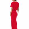 Norma Kamali Short Sleeve Boxy TOP Fishtail Gown Abendkleid, Rot