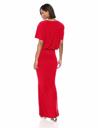 Norma Kamali Short Sleeve Boxy TOP Fishtail Gown Abendkleid, Rot