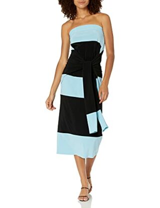 Norma Kamali Spliced All IN ONE Dress Abendkleid, Blau