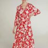 Oui Maxikleid tailliert geschnitten, Rot