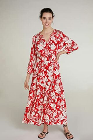 Oui Maxikleid tailliert geschnitten, Rot