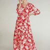 Oui Maxikleid tailliert geschnitten, Rot
