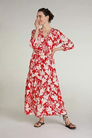 Oui Maxikleid tailliert geschnitten, Rot