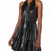 PINKO Antonio Abendkleid, Kunstleder-Kleid, Schwarz