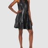 PINKO Antonio Abendkleid, Kunstleder-Kleid, Schwarz