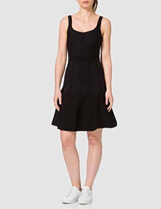 PINKO Golf ausgestelltes Strickkleid, Ärmellos, Schwarz