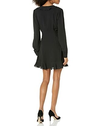 Parker Cadance Wickelminikleid mit Rüschen, Schwarz
