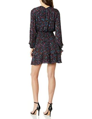Parker Clementine Langärmliges Kleid mit gesmokter Taille. Fällt normal aus. Kein Verschluss, Schwarz