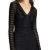 Parker Cozumel Langärmliges Spitzenkleid, Schwarz