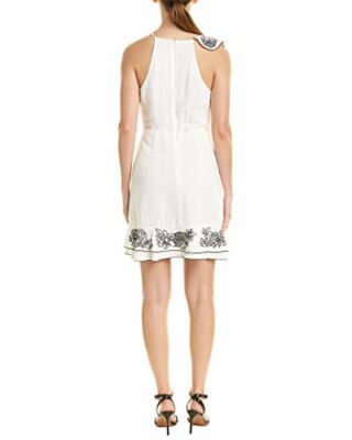 Parker Jay Leinen-Minikleid mit Rüschen, Weiß
