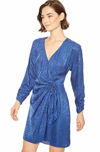 Parker Linda Langärmliges Partykleid mit Wickelfront, Blau